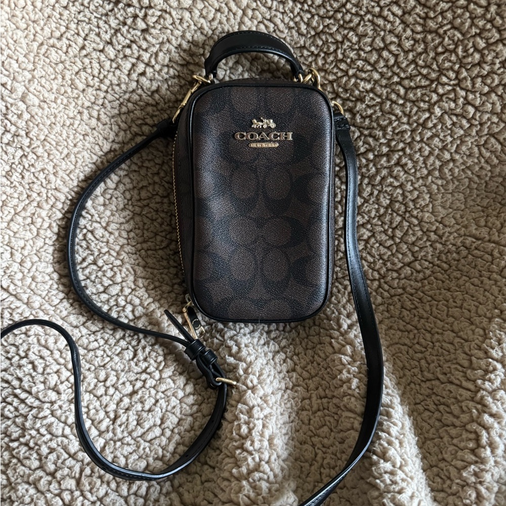 Coach Signature Brown and Black Crossbody Bag